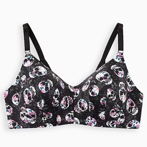 NWT TORRID DAY OF THE DEAD  Skull Wirefree 360 Smoothing Bra☠️💜💀🩷 - Picture 2 of 10